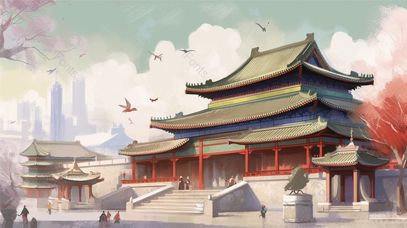 紫禁城故宫中国风国潮插画背景,插画/手绘图,插画/手绘图库,插画/手绘图下载,插画/手绘